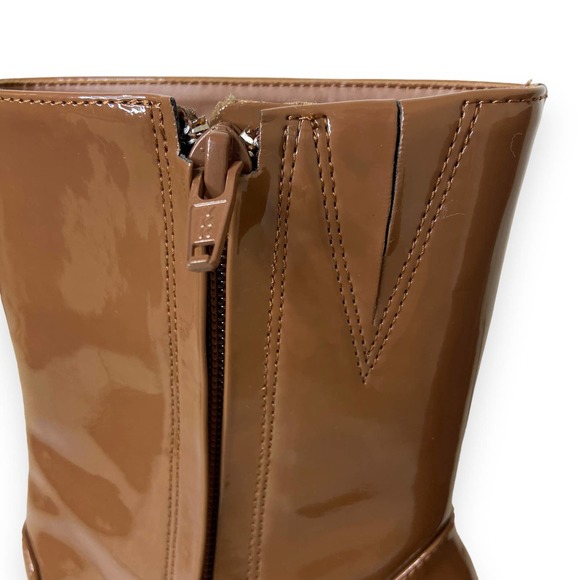 GB Levi-Tate  Brown Patent Platform Mid Boots - Picture 10 of 13